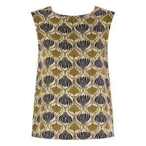 S MAX MARA Women's Printed Sleeveless Blouse Women MUSTARD T-Shirts & Tops